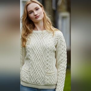 NorthStyle Cream Wavy Cable  Cotton Tunic  Sweater.Pit To Pit 23" Length 28"